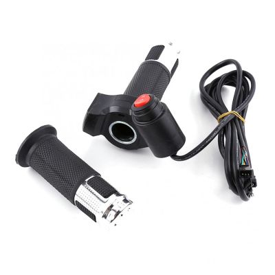 BaydOg 1 Pair 12-84V Universal Electric Bike Scooter Twist Throttle Throttle Grip with LED Voltage Display&Speed Switch E-Bike Parts (Color : Silver)