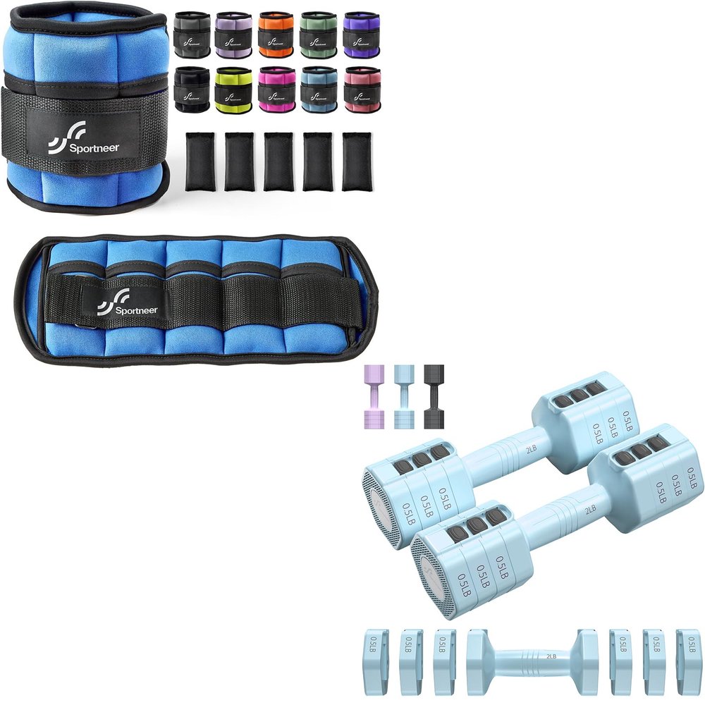 Adjustable Ankle Weights with Dumbbells Set