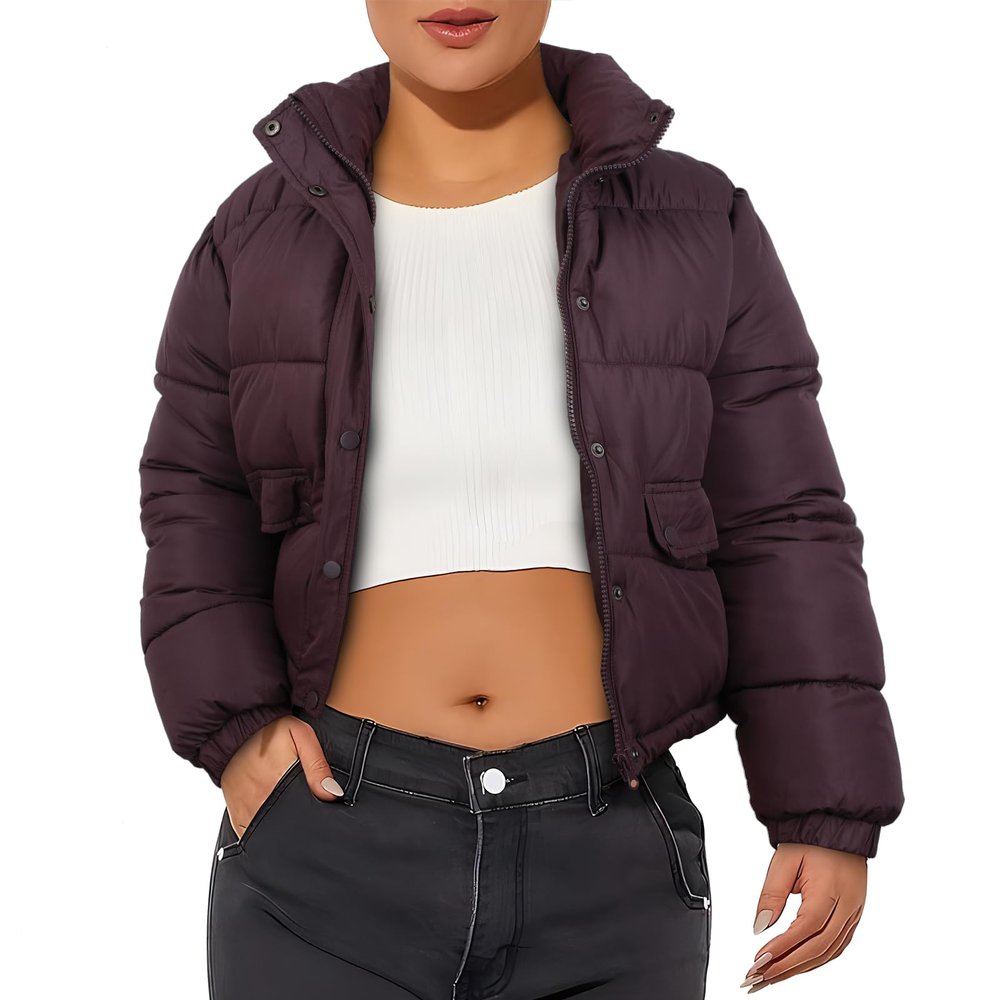 Xsylxgc Women's Crop Short Jacket Cropped Puffer Fashion Jackets for Women Warm Winter Lightweight Coat, Purple S
