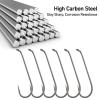 Dr.Fish 100 Pack Streamer Fly Hooks Fly Tying Fishing Hooks Black Nickel High Carbon Steel Tying Accessories Trout Salmon Fishing Freshwater Long Shank-Black #12 view 2