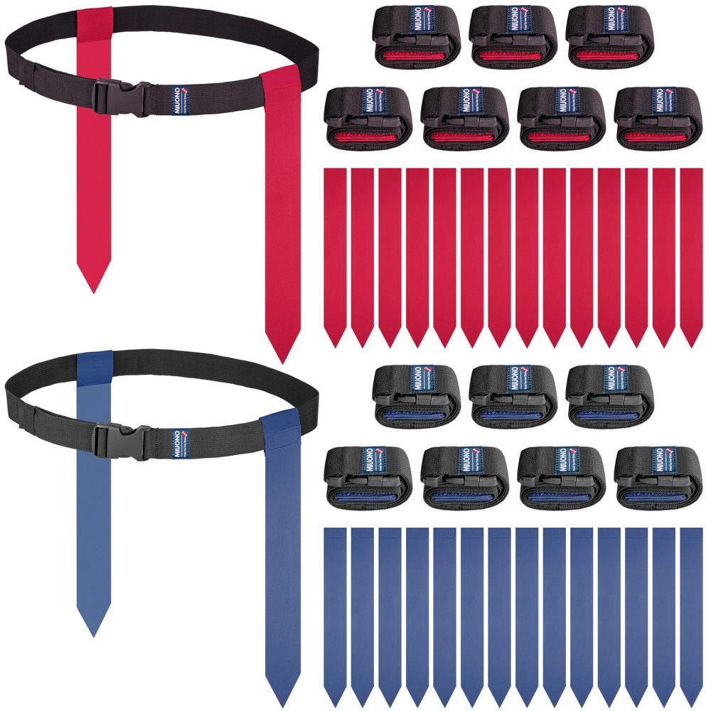 MIUONO Flag Football Belts, Flags for Flag Football Set 14 Player, Flag Football for Kids Adults and Youth Training Equipment (Red and Blue)