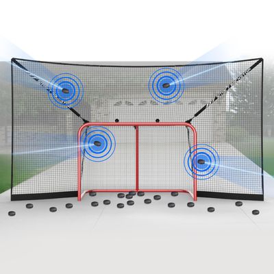 SmartBackstop for Hockey, Practice Smart. Attaches Directly to Goal & Folds Away When not in use, 3 ft of Durable net Coverage on All Sides, fits All Regulation Hockey Goals