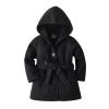 Baby Kids Girls Wool Blend Coat Winter Lapel Button Warm Hooded Jackets Trench Coat Outwear with (Black, 12-18 Months) view 1