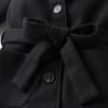 Baby Kids Girls Wool Blend Coat Winter Lapel Button Warm Hooded Jackets Trench Coat Outwear with (Black, 12-18 Months) view 2