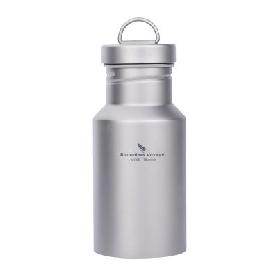 Boundless Voyage Titanium Water Bottle with Lid Wide Mouth Leak-Proof Reusable Sport Drinking Bottle for Camping Hiking Climbing Running Tea Coffee (400ml)