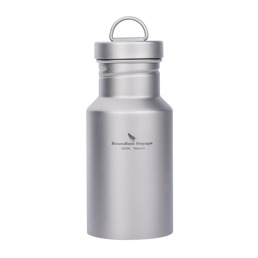 Boundless Voyage Titanium Water Bottle with Lid Wide Mouth Leak-Proof Reusable Sport Drinking Bottle for Camping Hiking Climbing Running Tea Coffee (400ml)