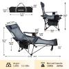 POEPORE Reclining Camping Chair with Removable Footrest Lounge Chair with Headrest, Cotton Cushion, Portable Adjustable Folding Chairs for Adults Grey view 3