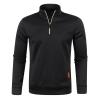 Men's Long-Sleeve Soft Touch Quarter-Zip Sweater Lightweight Casual Slim Fit Pullover Solid Mock Neck Polo Sweaters C-Black view 1
