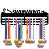 CREATCABIN Swimming Medal Holder Hanger 60+ Medals Rack Medal Holder Black Metal Iron Shelf Hanger Organizer Medal Stand Frame 3 Wave Lines Wall Mounted Hanging for Medalist 6x15.7Inch view 1