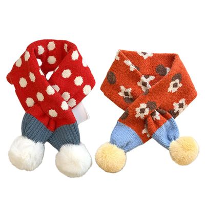 Winter Knitted Baby Scarf Girls Scarf 2Pcs Cotton Boys Animals Neck Warmer Autumn Warm Scarves for Toddler Kids (Red)
