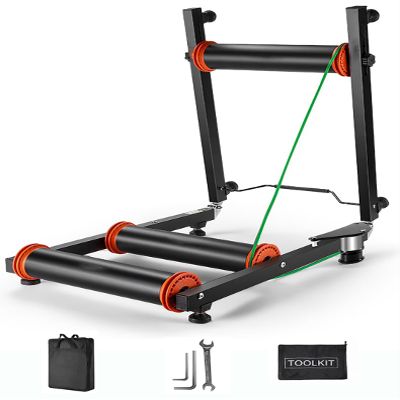 MegLob Bike Roller Trainers, Bicycle Folding Trainer for Indoor Exercise, Bike Riding Platform, Aviation Grade Aluminum Alloy Mountain Bike Rollers, Level 14 Hardness, Portable Bike Trainer