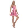 Alien Women: Rave Outfit for Women Music Festival Clothing Metallic Skater Swing Astronaut Space Cowgirl Adult 80s Dance Disco Dresses Pink Medium view 2
