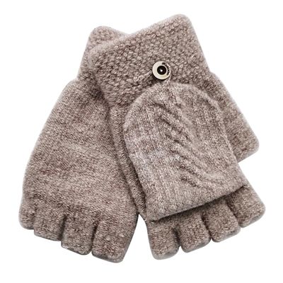 ECYC Unisex Knitted Fingerless Gloves, Solid Color Winter Warm Gloves Knit Half Finger Gloves for Men Women