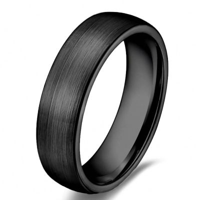 Ceramic Ring Black Wedding Engagement Band Brushed Flat Comfort Fit Men Women Jewelry 8 mm 7