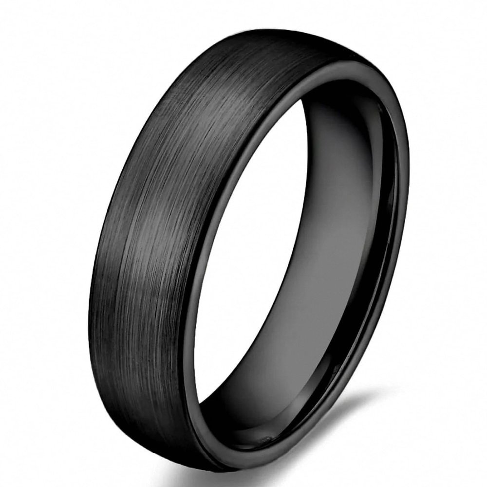 Ceramic Ring Black Wedding Engagement Band Brushed Flat Comfort Fit Men Women Jewelry 8 mm 7