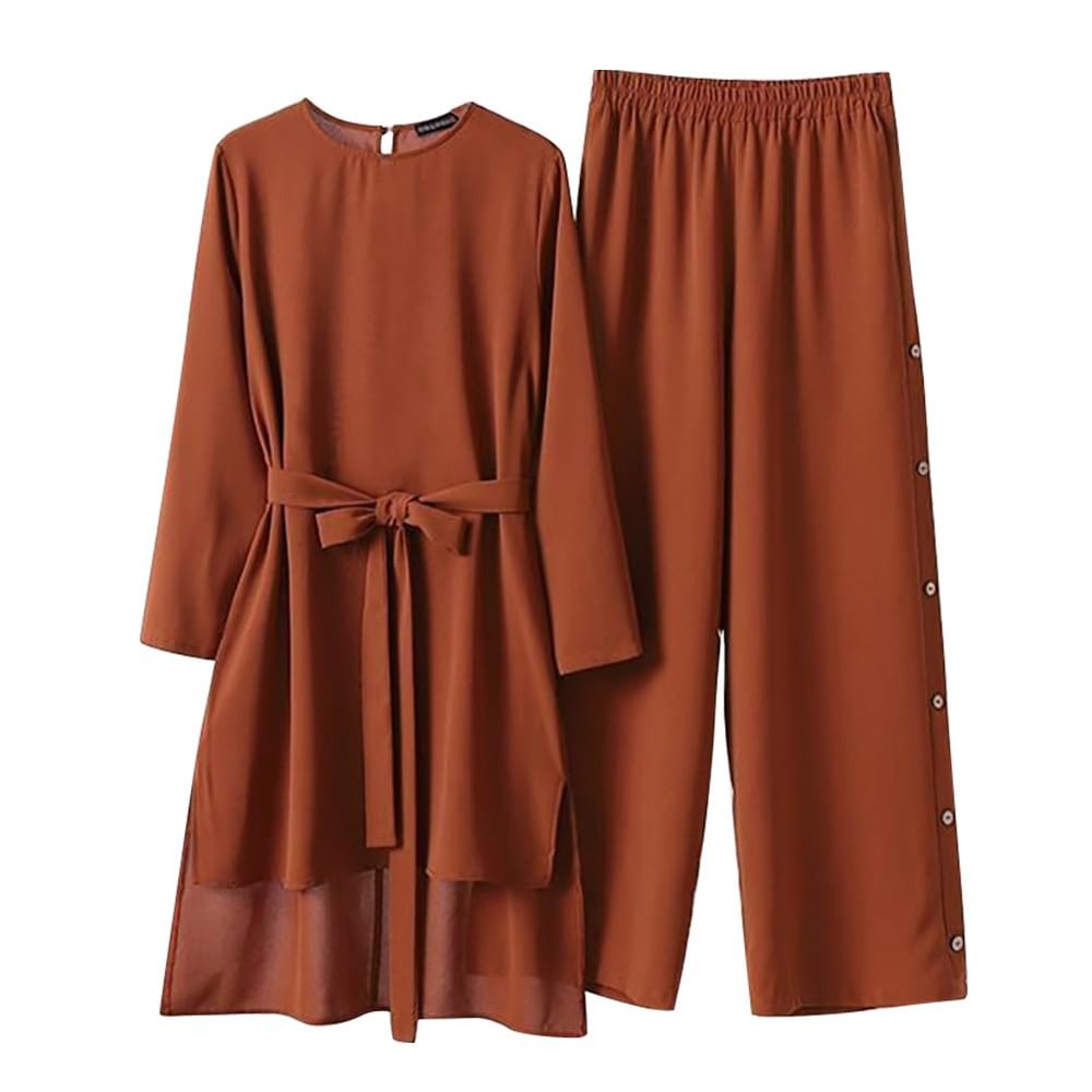 Casual Muslim Clothes For Women Dress Top Abaya Dress Robe Long Pan Prayer Clothes For Muslim Women Modest Islamic Dubai Abayas Outfits for Id al-Fitr Corban Festival Eid Plus Size Brick Red C 4XL