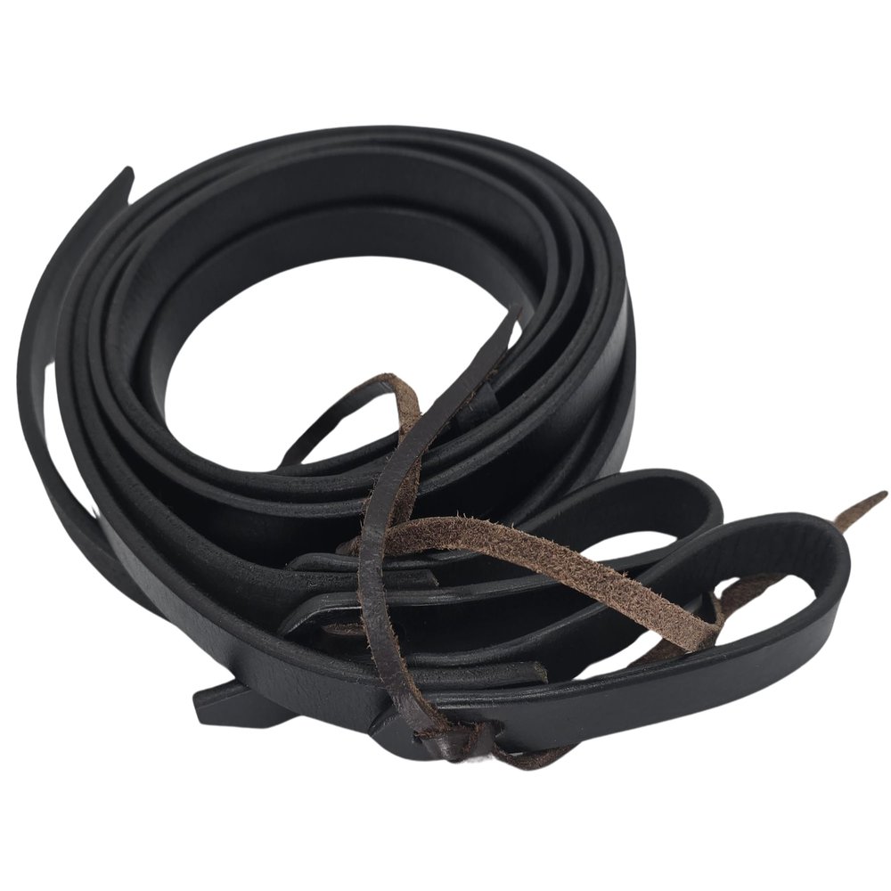 BlazingPaws Stallington Leather Split Reins in Premium Top Grain Heavy Weight Harneto Leather (5/8" W x 7 Ft L, Black)