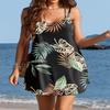 AI'MAGE Womens Spaghetti Strap Cover Up Sleeveless Bathing Suit Coverups Backless T Shirt Beach Dress Black Leaf XLarge view 3