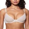INLYRIC Women's Cosnufy Sheer Balconette Bra Demi Unlined Plunge Mesh See Through Sexy Bras Underwire Coconut White 40B view 1