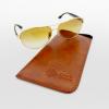 Case & Compass" Premium Vegan Leather Eyeglass and Sunglasses Case Sleeve - Slim, Travel-Friendly and Protective for Women Men view 2
