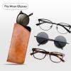Case & Compass" Premium Vegan Leather Eyeglass and Sunglasses Case Sleeve - Slim, Travel-Friendly and Protective for Women Men view 3