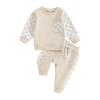 Shejingb Toddler Baby Boy Fall Winter Clothes Color Block Long Sleeve Sweatshirt Top Hippie Jogger Pants Set Casual Outfits (Apricot, 18-24 Months) view 1