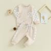 Shejingb Toddler Baby Boy Fall Winter Clothes Color Block Long Sleeve Sweatshirt Top Hippie Jogger Pants Set Casual Outfits (Apricot, 18-24 Months) view 3