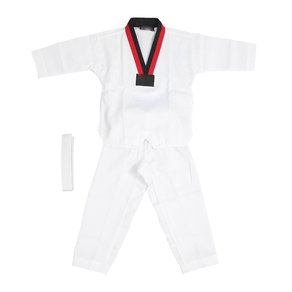 VGEBY Taekwondo Uniform with Belt, Polyester and Cotton Breathable Soft Uniform for Boys Girls Martial Arts Training (S)