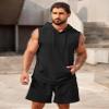 COOFANDY Sleeveless Workout Shirt Hoodie Sets for Men 2 Piece Shorts Summer Sweat Suits Black view 2