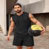 COOFANDY Sleeveless Workout Shirt Hoodie Sets for Men 2 Piece Shorts Summer Sweat Suits Black view 3