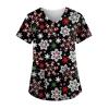 Christmas Scrub Tops for Women Christmas Scrubs for Women Tops Xmas Print Women Stretchy V Neck Holiday T Shirt Working Uniform view 1