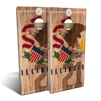 Skip's Garage Illinois Flag 2.0 Cornhole Set - Backyard 2x4 (Weather Bags) - NO Accessories
