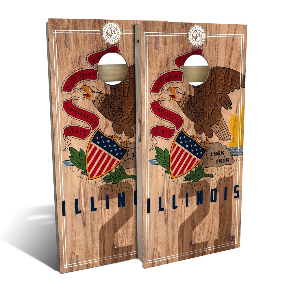 Skip's Garage Illinois Flag 2.0 Cornhole Set - Backyard 2x4 (Weather Bags) - NO Accessories