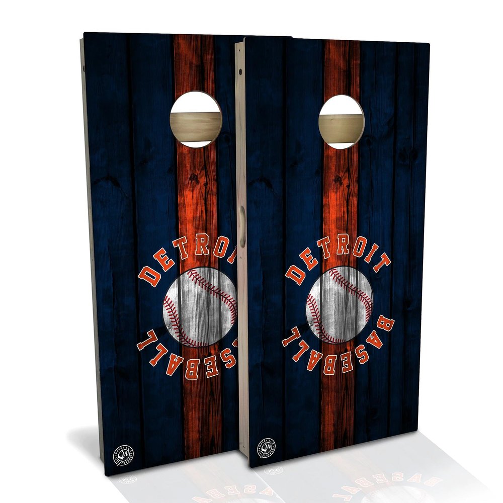 Skip's Garage Detroit Themed Cornhole Set - Backyard 2x4 (Weather Bags) - Include Hole + Edge Lights