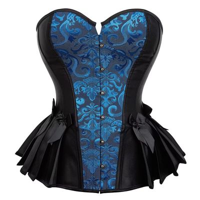 Jutrisujo Corset Top Women Outfit Lingerie Lace up Plus Size Gothic Ladies Basques Halloween Blue S