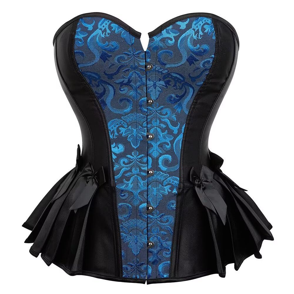 Jutrisujo Corset Top Women Outfit Lingerie Lace up Plus Size Gothic Ladies Basques Halloween Blue S