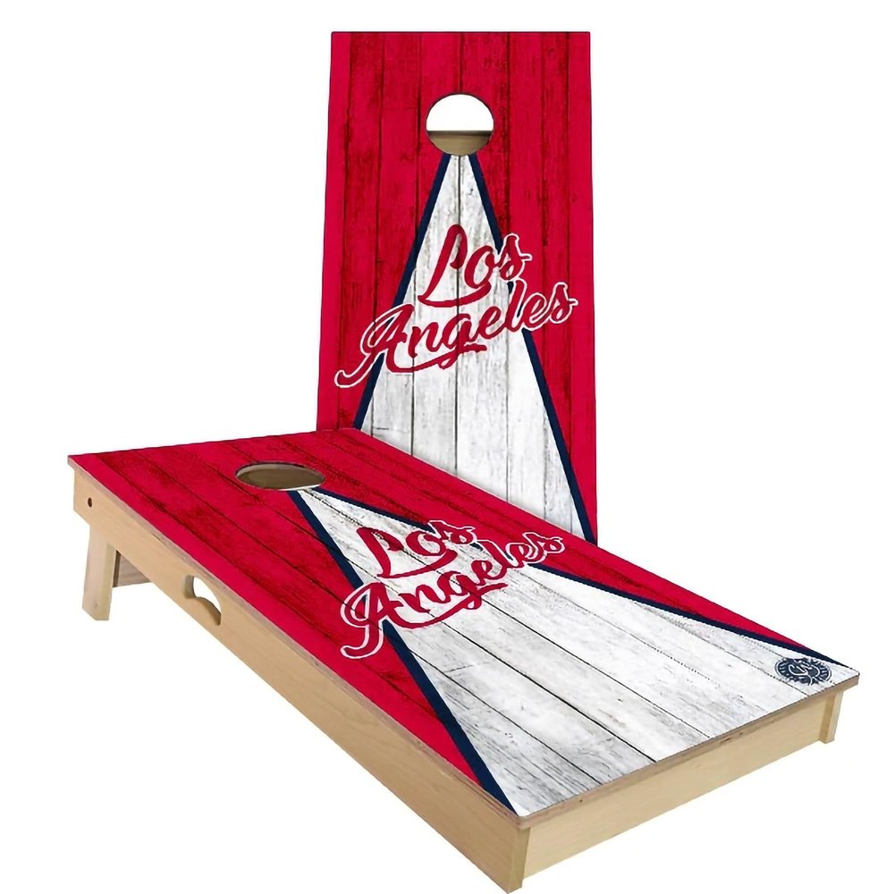 Skip's Garage Los Angeles Triangle Themed #1 Cornhole Set - Backyard 2x4 (Corn Bags) - Include Carry Case