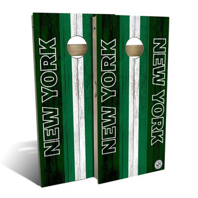Skip's Garage New York Themed #8 Cornhole Set - Backyard 2x4 (Weather Bags) - Include Edge Lights