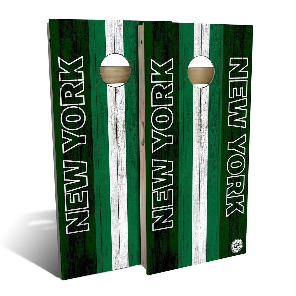 Skip's Garage New York Themed #8 Cornhole Set - Backyard 2x4 (Weather Bags) - Include Edge Lights