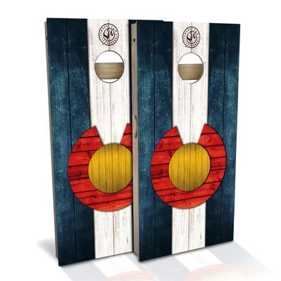 Skip's Garage Colorado Flag Cornhole Set - Backyard 2x4 (Corn Bags) - NO Accessories