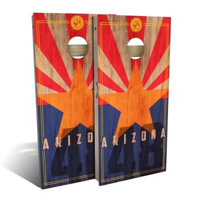 Skip's Garage Arizona Flag 2.0 Cornhole Set - Backyard 2x4 (Corn Bags) - Include Hole Lights