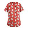 Christmas Plus Size Scrub Tops for Women - Cute Xmas Print Holiday Medical Shirt - Nurse Workwear Uniform view 2