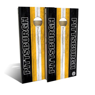 Skip's Garage Pittsburgh Themed #6 Cornhole Set - Backyard 2x4 (Weather Bags) - NO Accessories