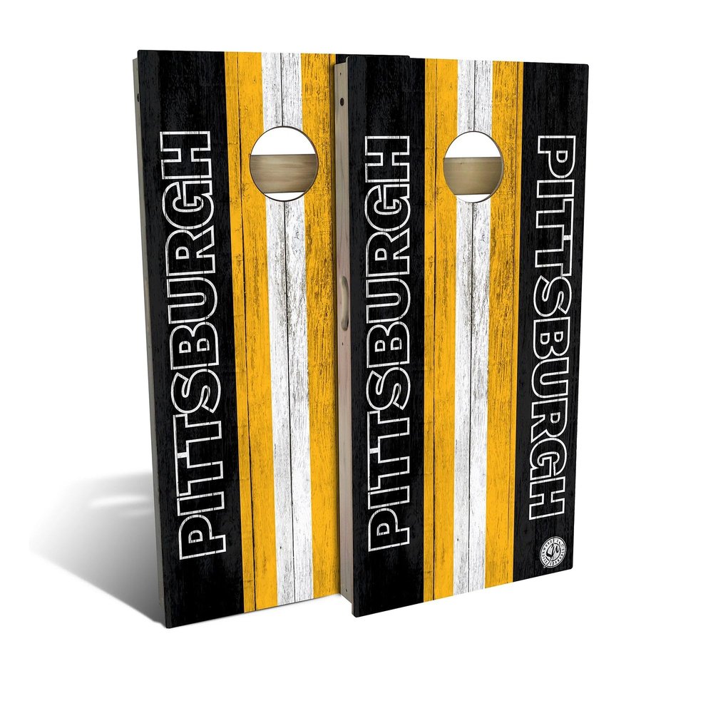 Skip's Garage Pittsburgh Themed #6 Cornhole Set - Backyard 2x4 (Weather Bags) - NO Accessories