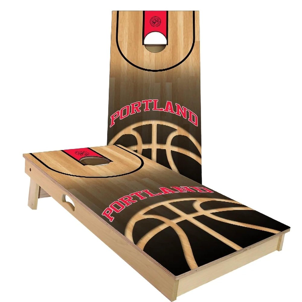 Skip's Garage Portland Themed Cornhole Set - Backyard 2x4 (Weather Bags) - Include Hole + Edge Lights