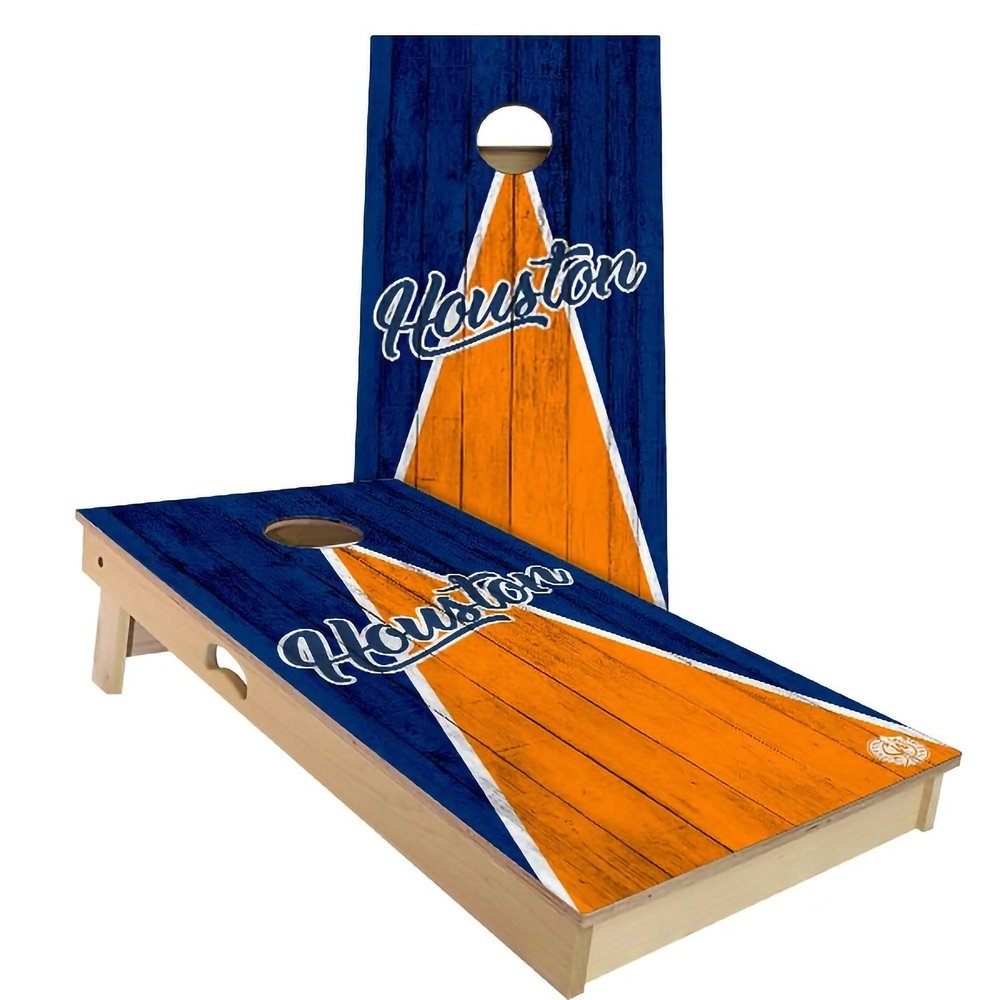 Skip's Garage Houston Triangle Themed Cornhole Set - Premium 2x4 (Corn Bags) - Include Hole + Edge Lights