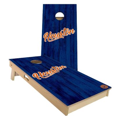 Skip's Garage Houston Vintage Themed Cornhole Set - Backyard 2x4 (Corn Bags) - Include Carry Case