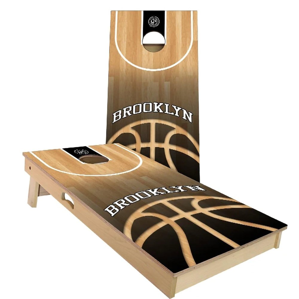 Skip's Garage Brooklyn Themed Cornhole Set - Premium 2x4 (Weather Bags) - Include Case + Hole Lights