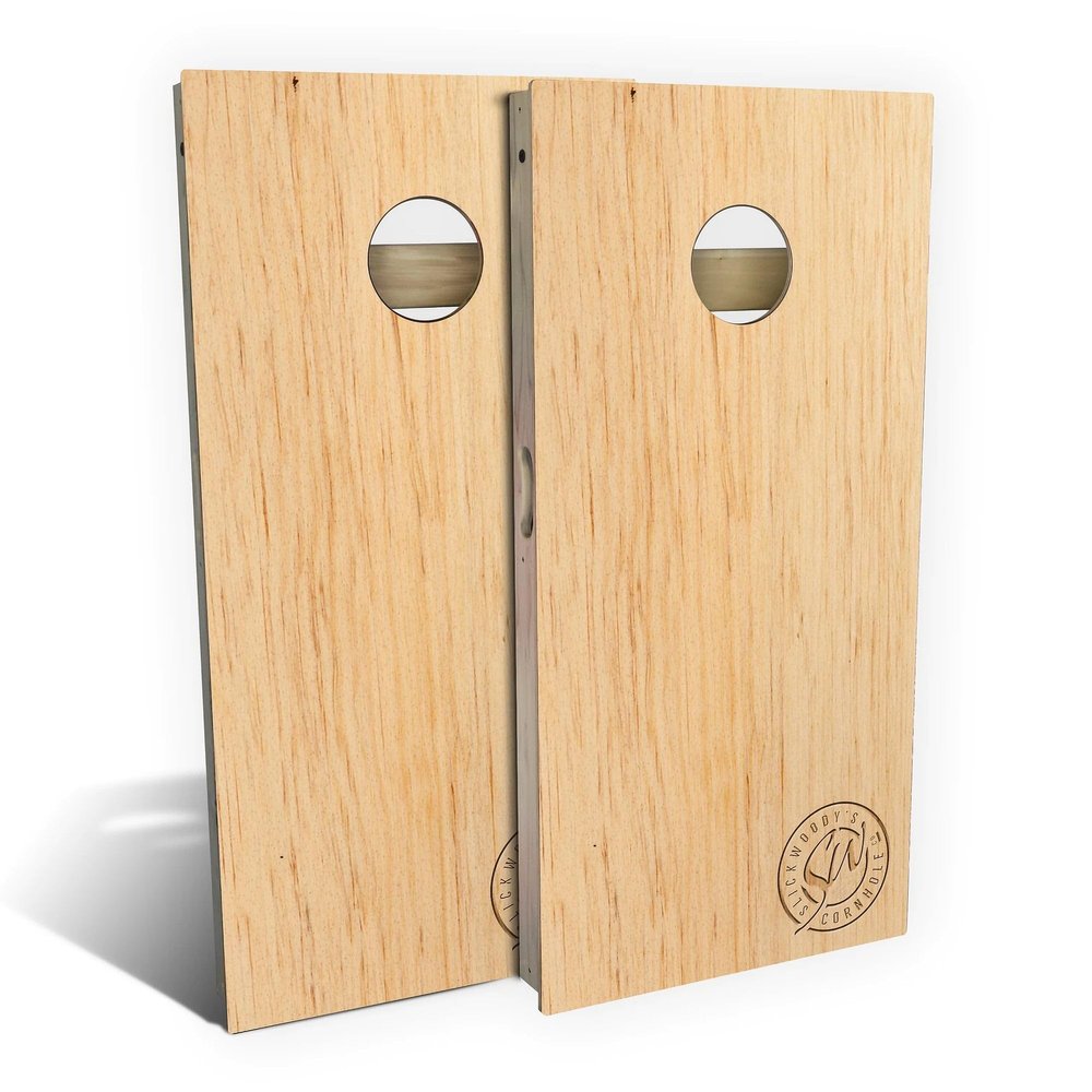 Skip's Garage Butternut Wood Cornhole Set - Premium 2x4 (Weather Bags) - Include Hole + Edge Lights