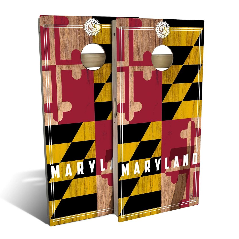 Skip's Garage Maryland Flag 2.0 Cornhole Set - Backyard 2x4 (Corn Bags) - NO Accessories